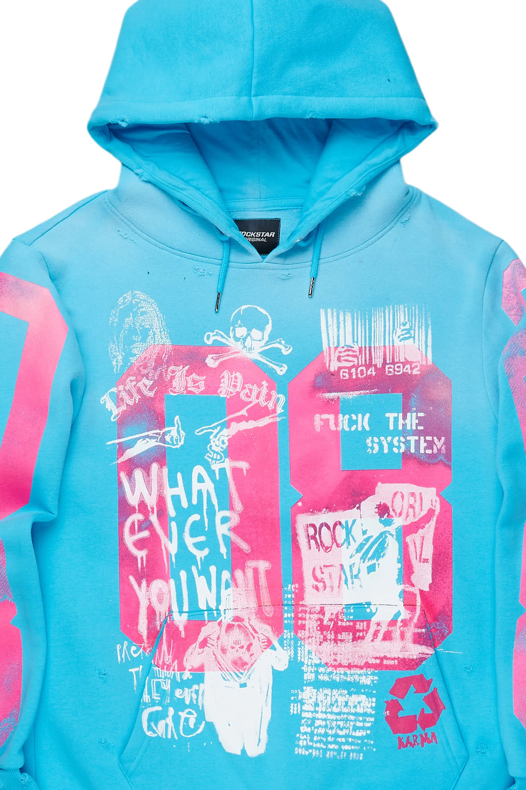 Grill Blue Distressed Graphic Hoodie