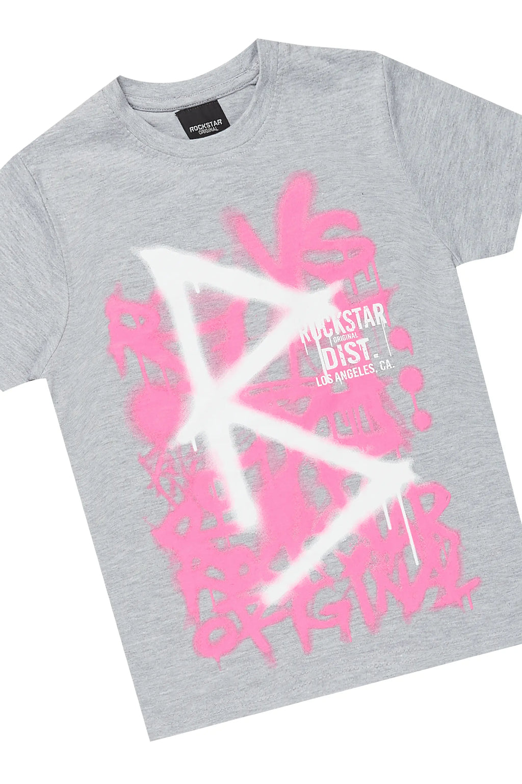 Girls Nahomy Grey T-Shirt/Stacked Flare Jean Set