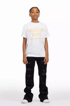 Boys Holibert Jet Black Stacked Flare Jean