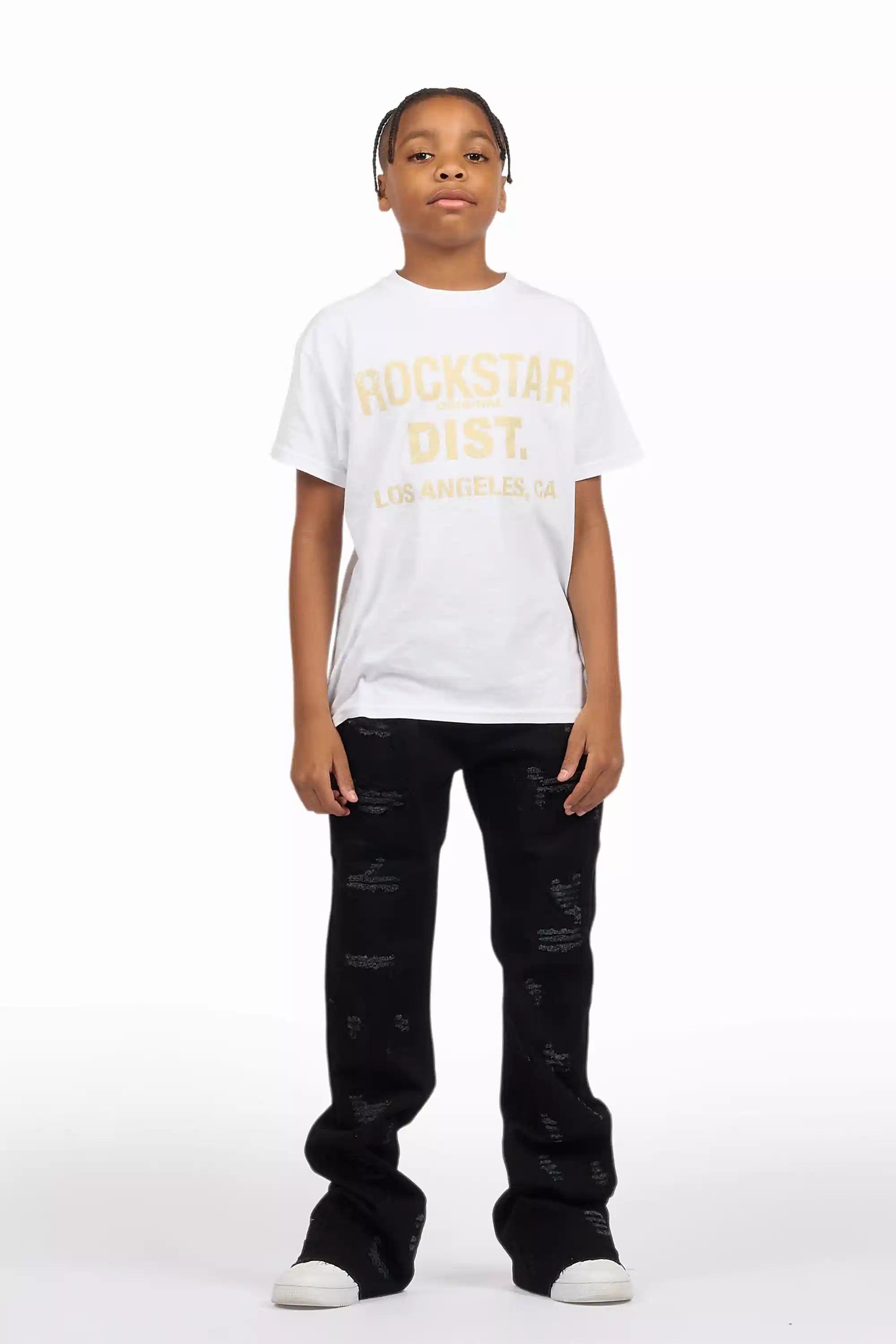 Boys Holibert Jet Black Stacked Flare Jean