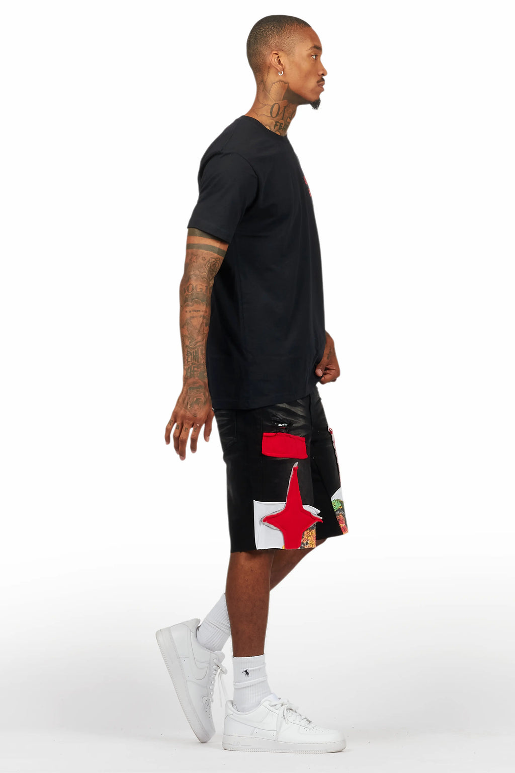 Brett Black T-Shirt/Denim Short Set