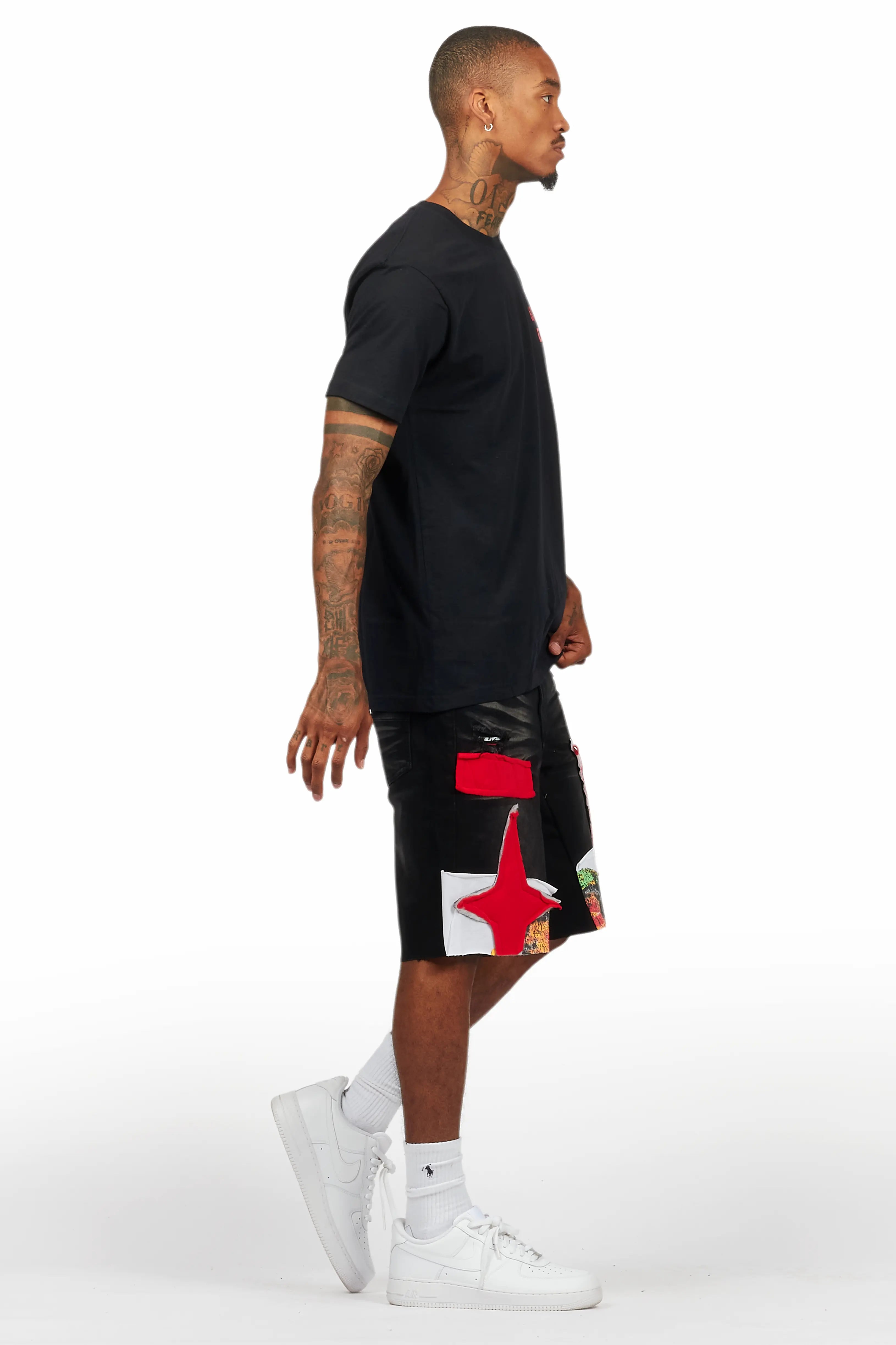 Brett Black T-Shirt/Denim Short Set