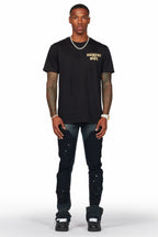 Serrano Black Stacked Flare Jean