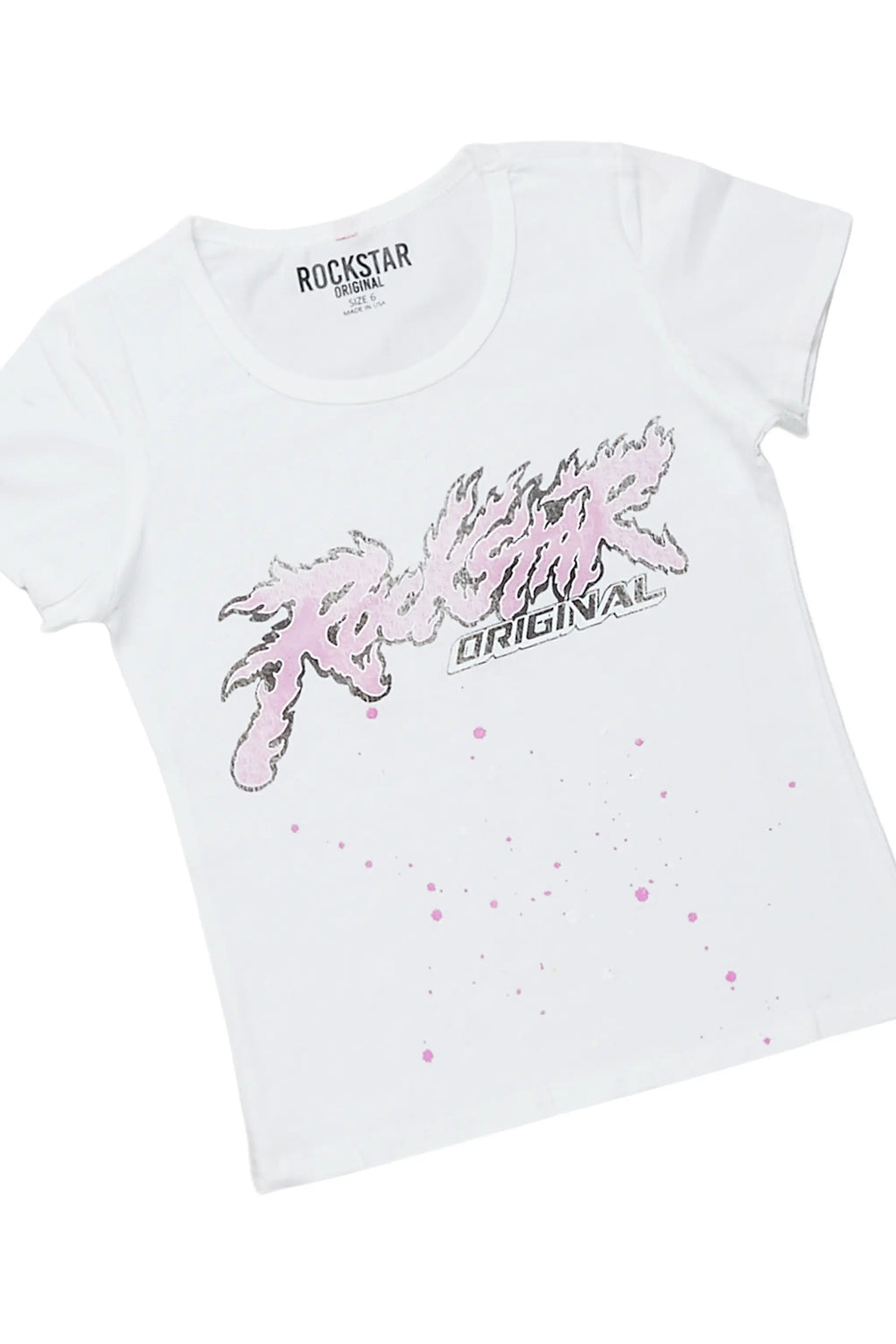 Girls Nahla White T-Shirt/Denim Short Set