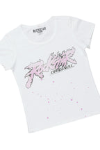 Girls Nahla White T-Shirt/Denim Short Set