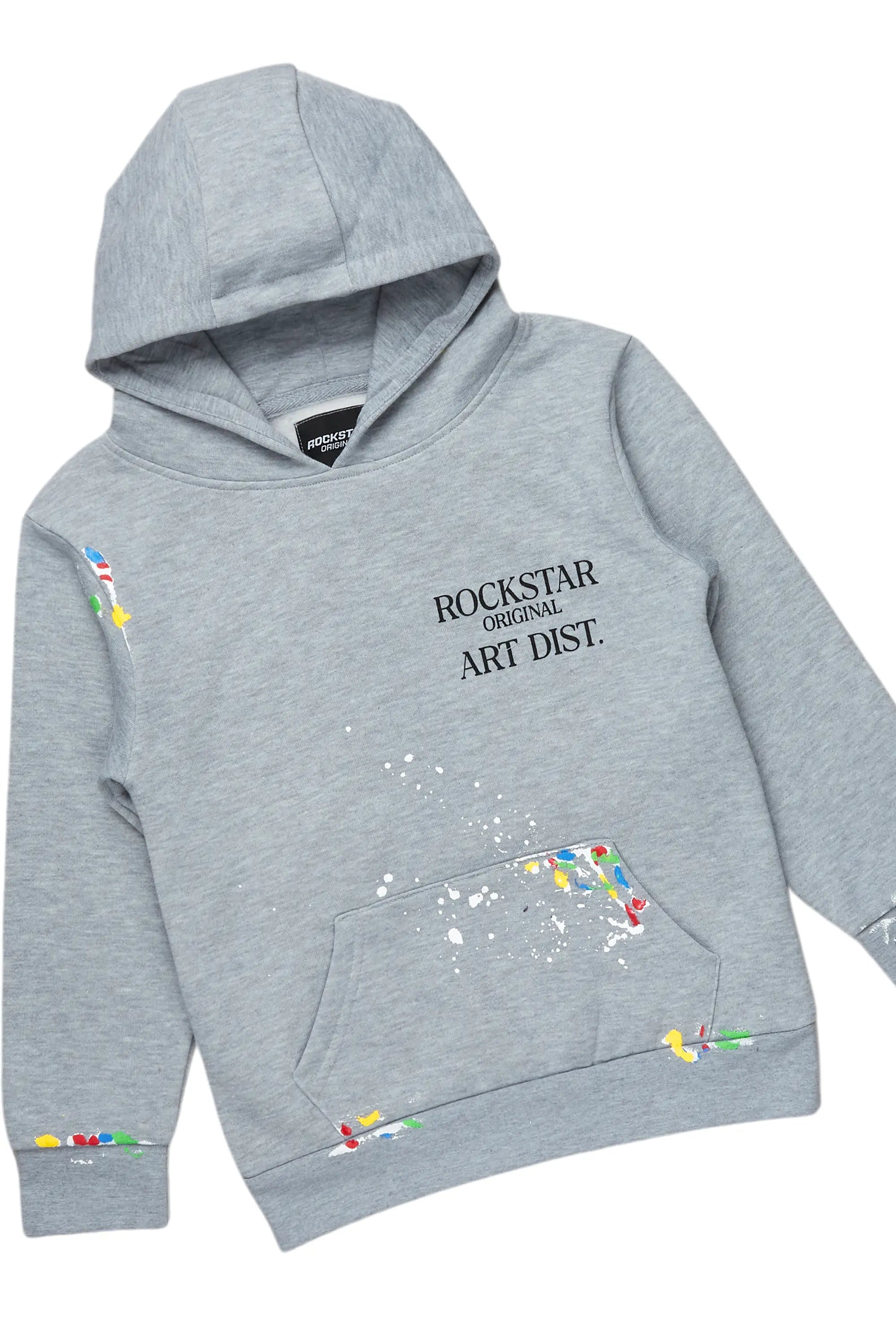 Girls Artie Grey/Black Hoodie Stacked Flare Track Set