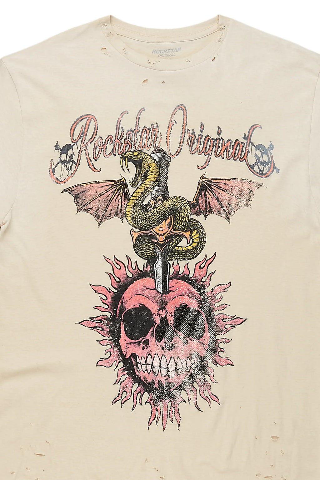 Banjo Beige Graphic Oversized T-Shirt