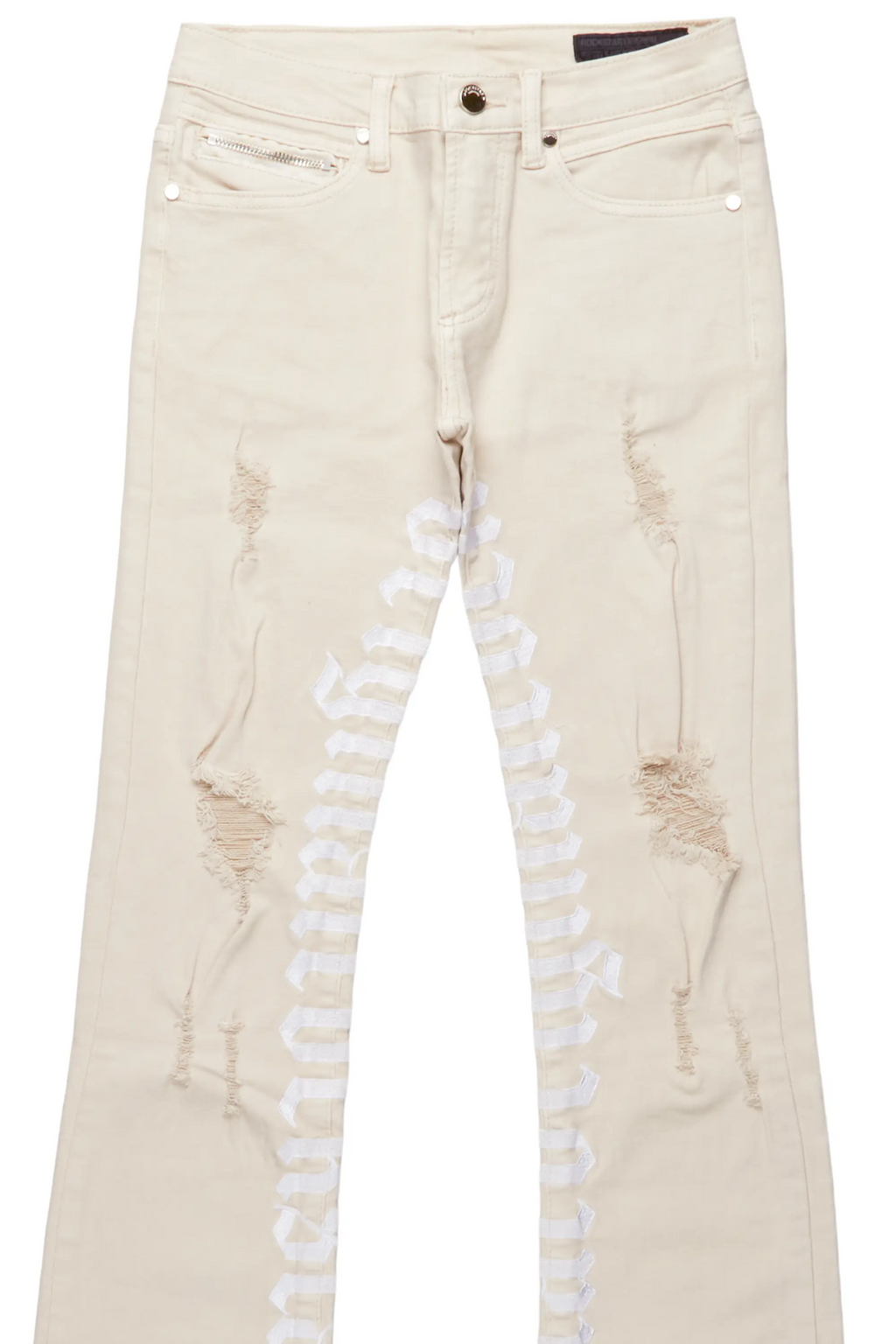 Boys Collette Beige Super Stacked Flare Jean