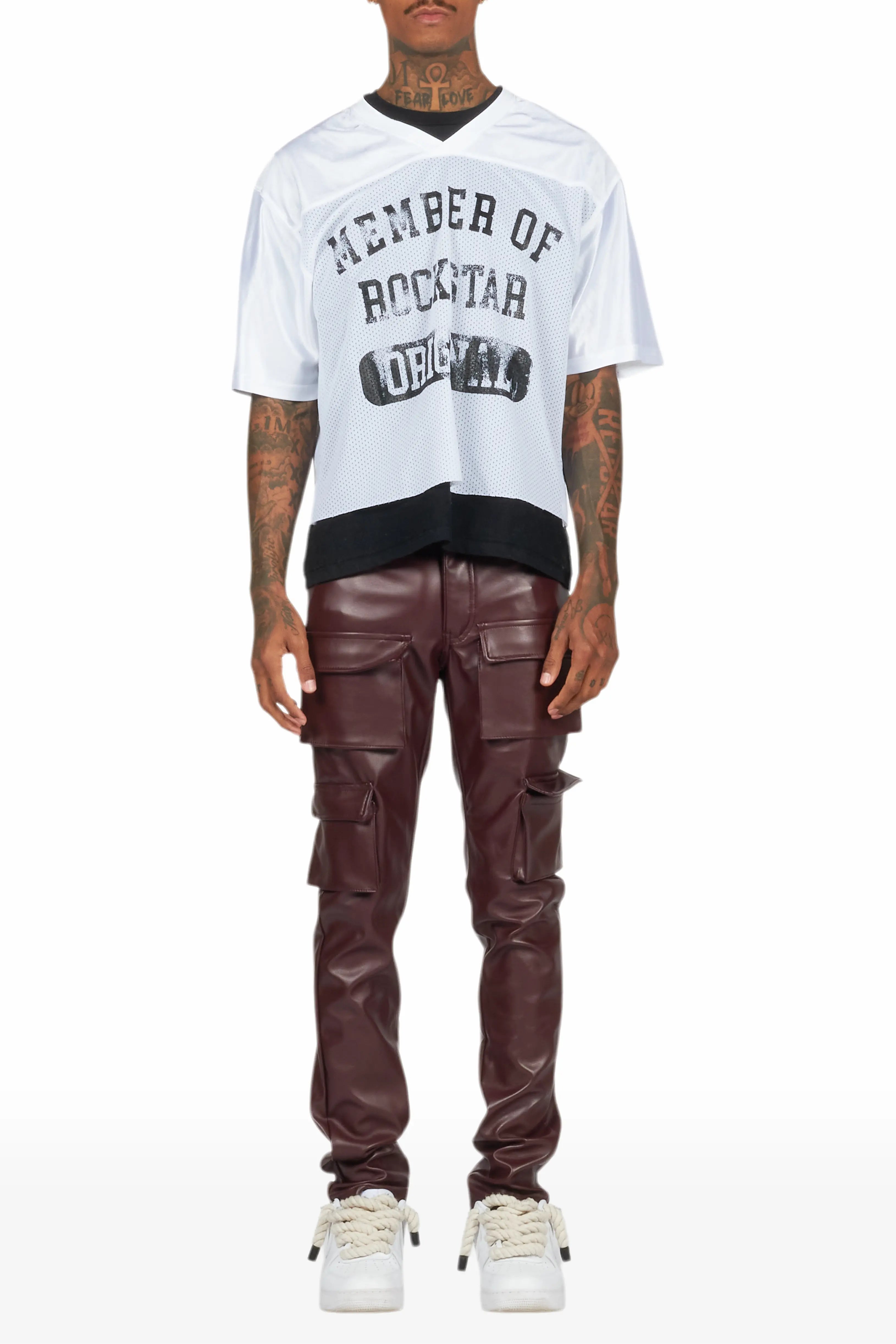 Kap Burgundy Skinny Faux Leather Fit Jean