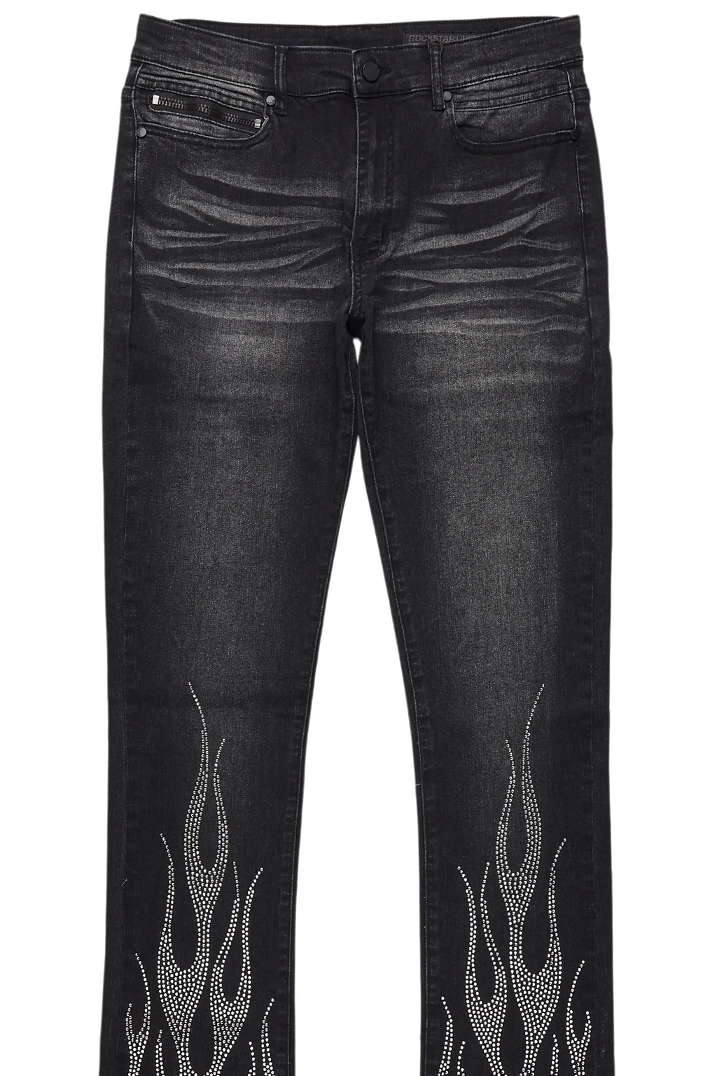 Samba Dark Grey Rhinestone Stacked Flare Jean