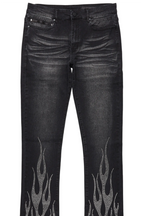 Samba Dark Grey Rhinestone Stacked Flare Jean