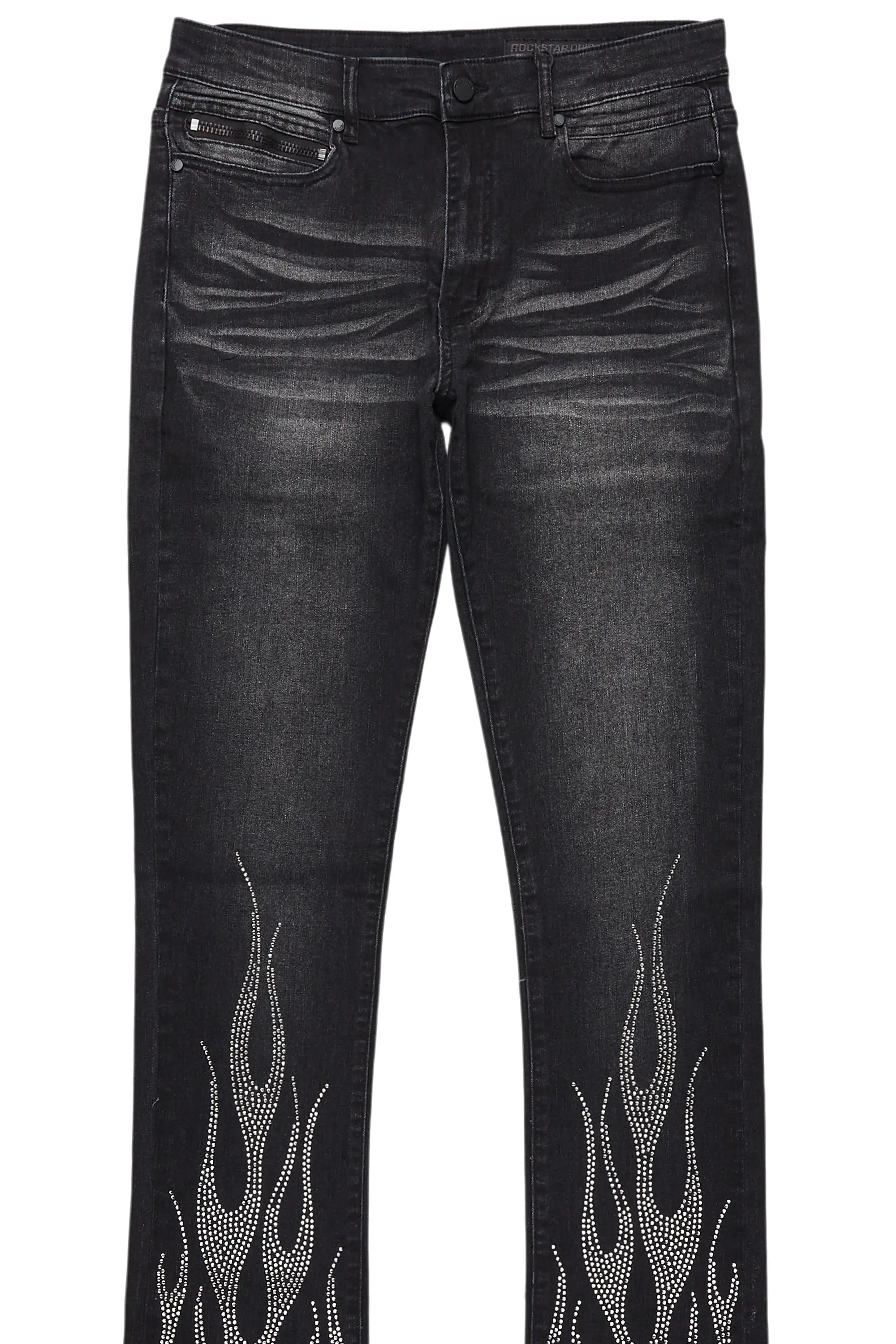 Samba Dark Grey Rhinestone Stacked Flare Jean