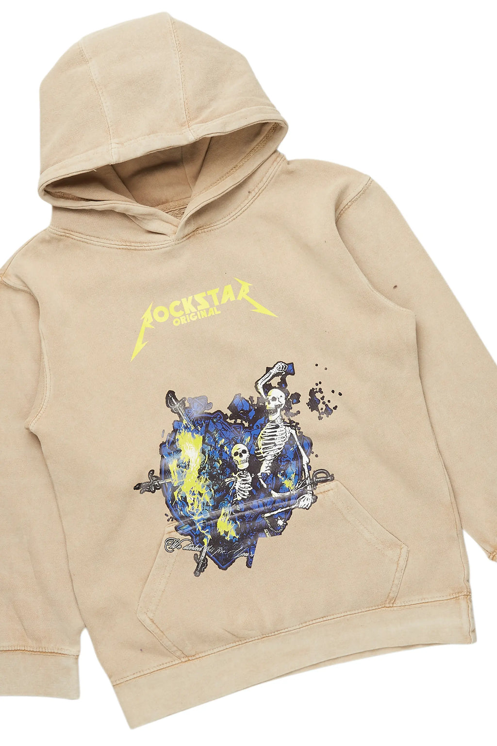 Boys Daker Vintage Beige Hoodie/Stacked Flare Jean Set