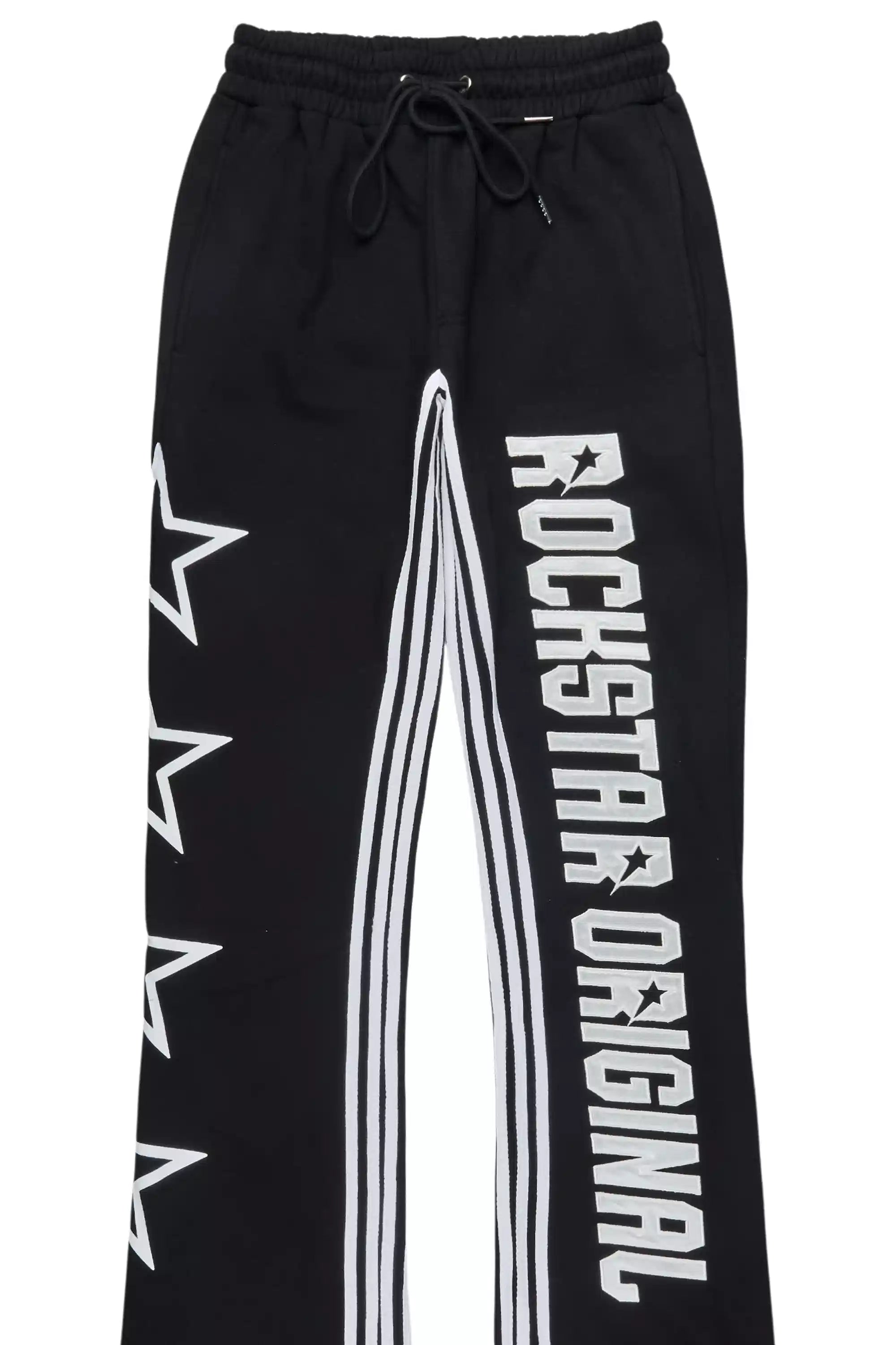 Skender Black Baggy Stacked Pant