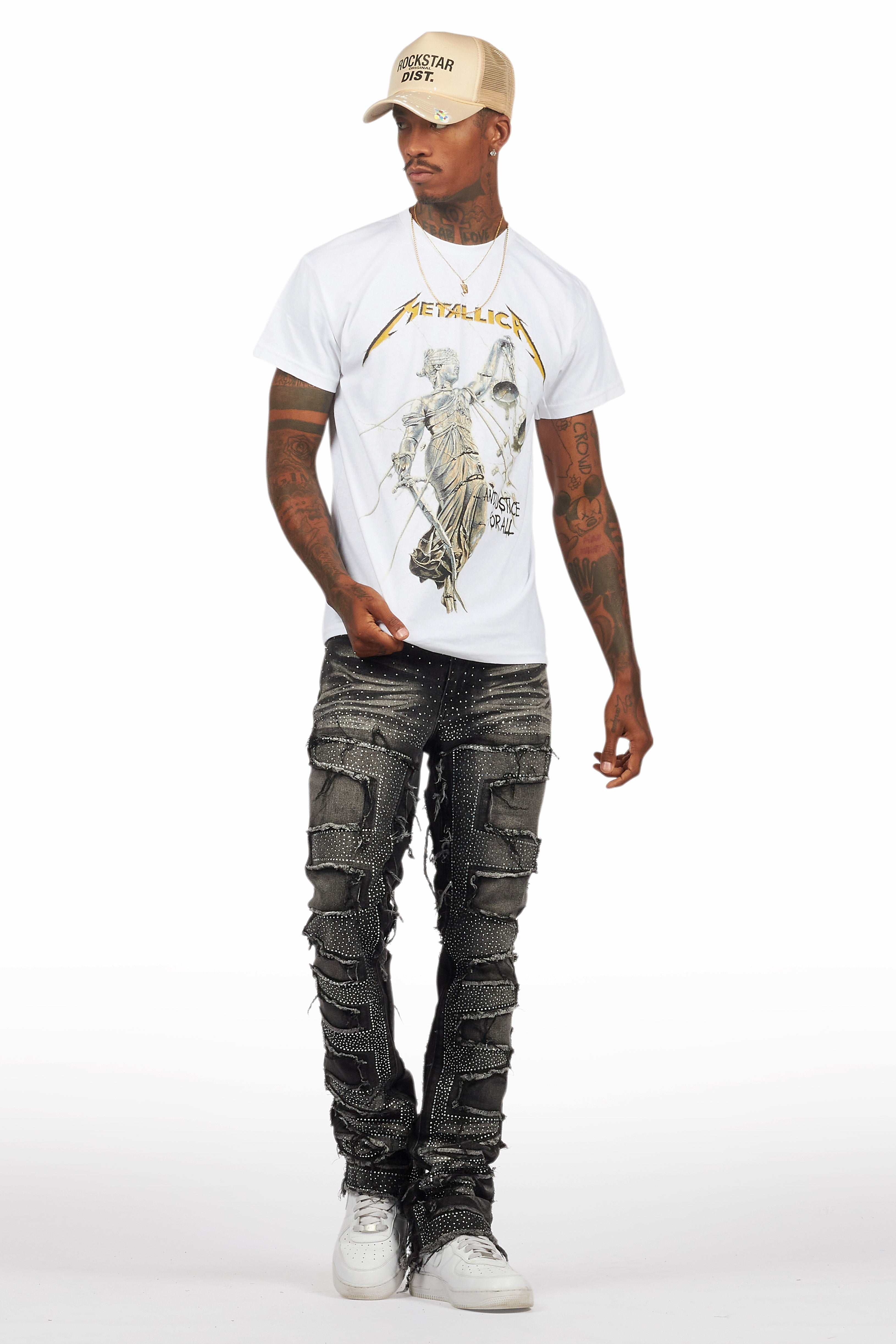 Metallica Justice For All White/Black Graphic T-Shirt