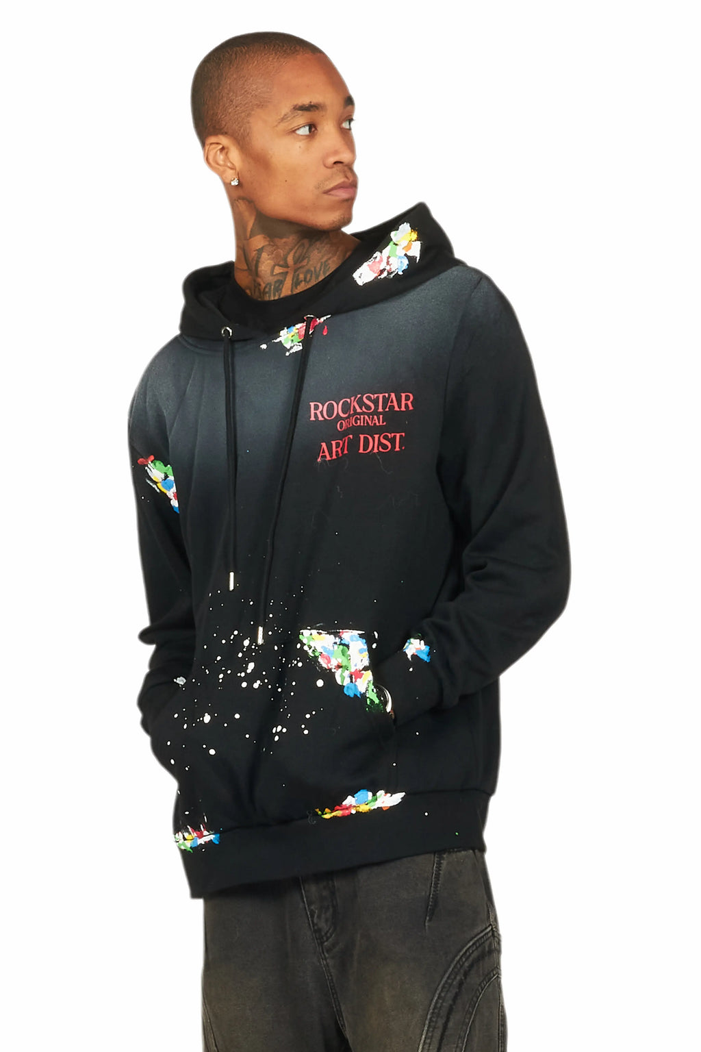 Rockstar Art Dist. Black/Red Graphic Hoodie