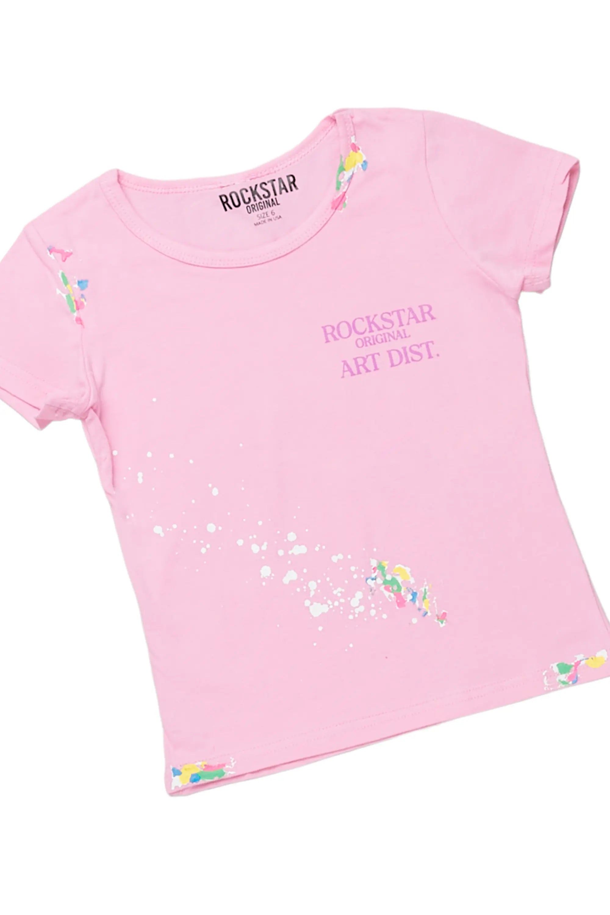 Girls Maali Pink T-Shirt/Denim Short Set