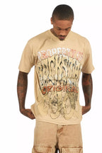 Raezion Beige/Brown Oversized Graphic T-Shirt