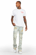 Adalee Blue Cargo Stacked Flare Jean