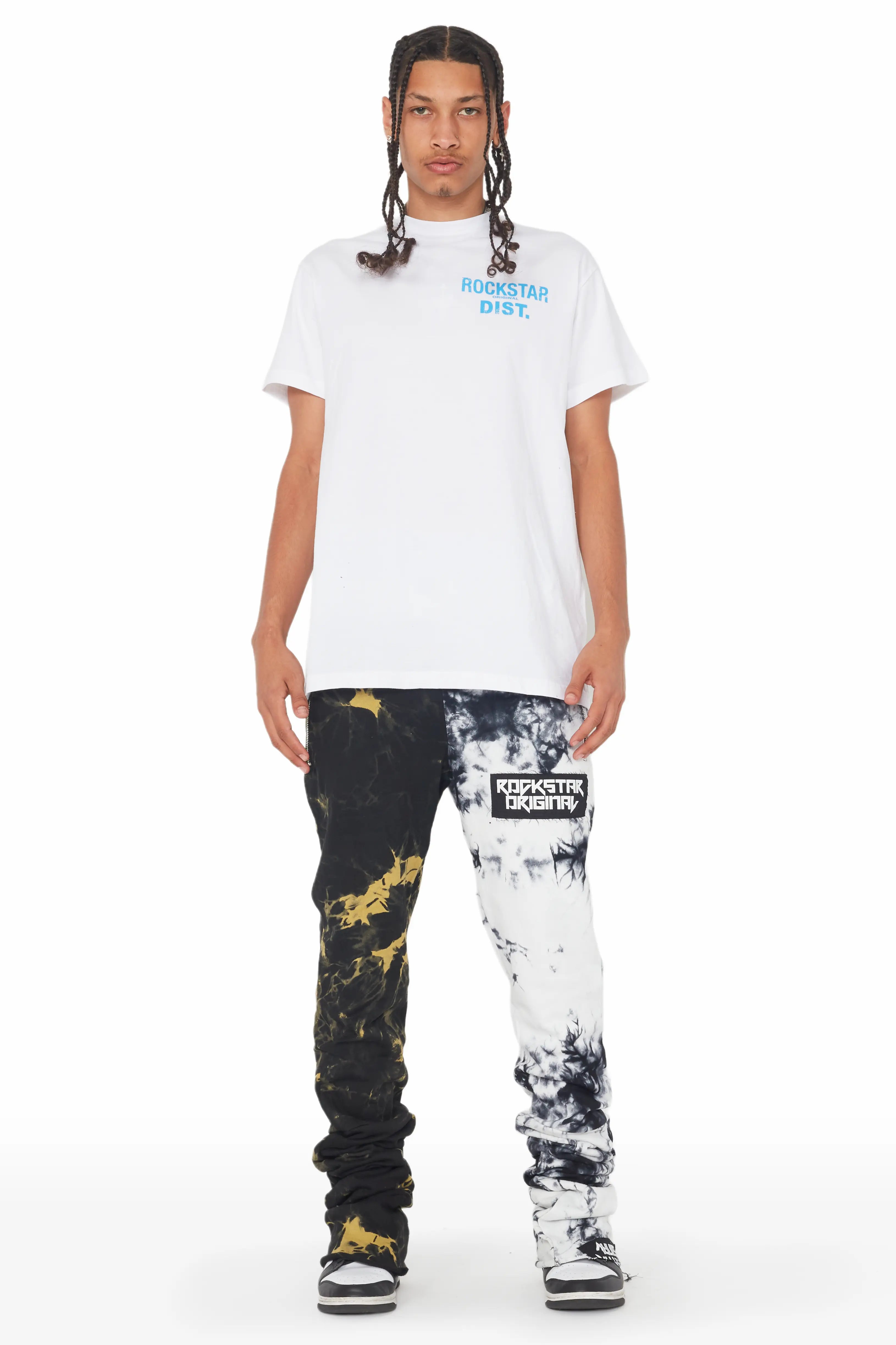 Braxx Grey/Yellow Super Stacked Flare Track Pant