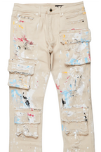 Orien Beige Painter Stacked Flare Jean