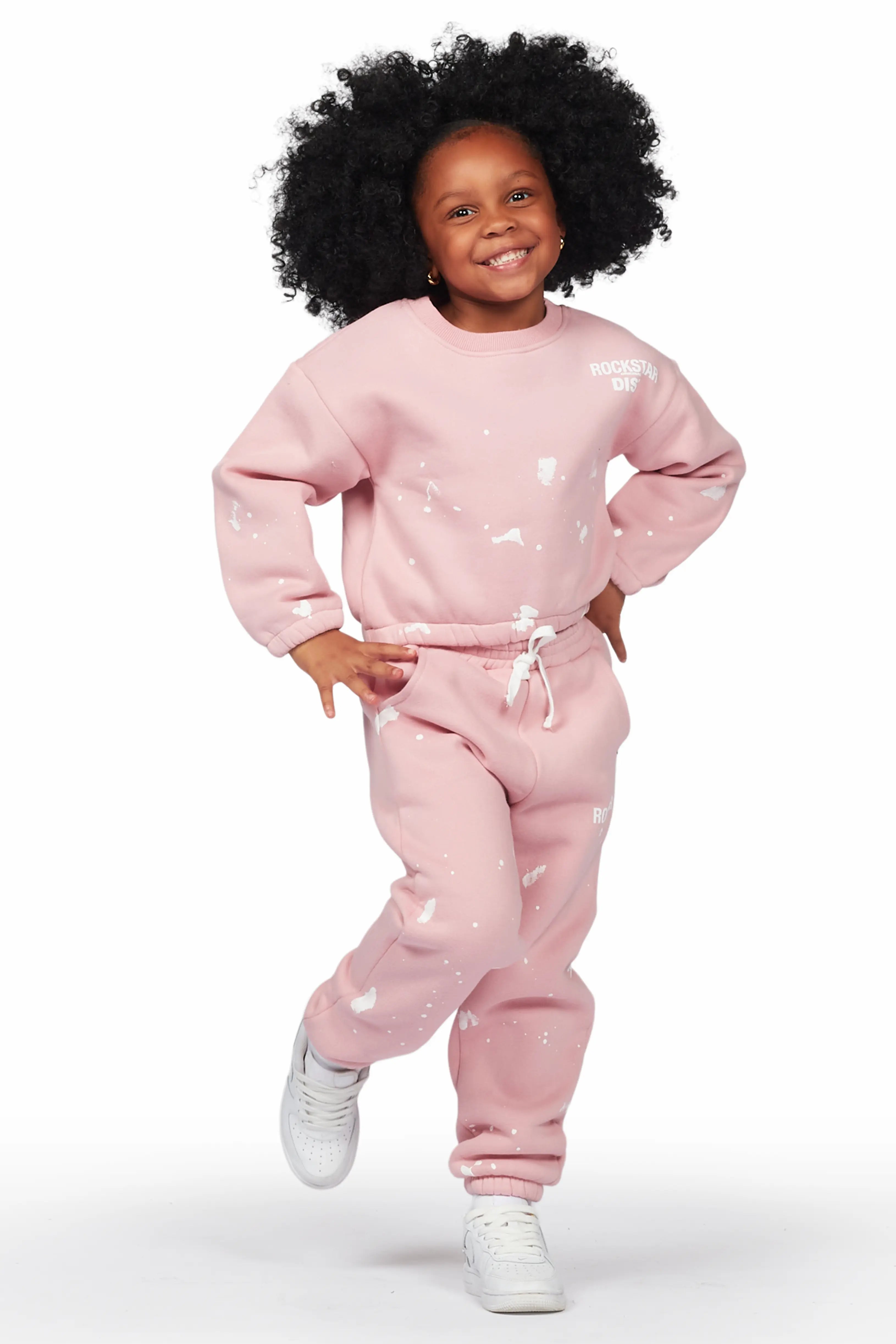 Girls Hadley Blush Crop Top Pant Set