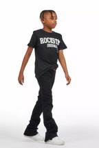 Boys Drick Jet Black Regular Fit Flare Jean