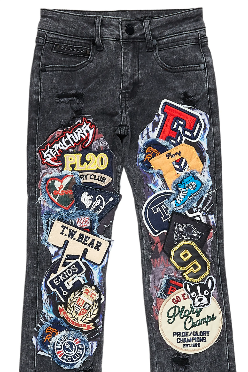 Boys Espen Black Stacked Flare Jean