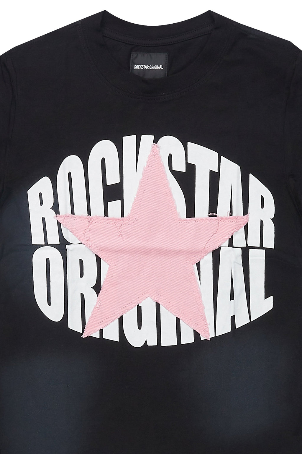 Girls Khaly Black/Pink Graphic T-Shirt With Patch