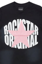 Girls Khaly Black/Pink Graphic T-Shirt With Patch