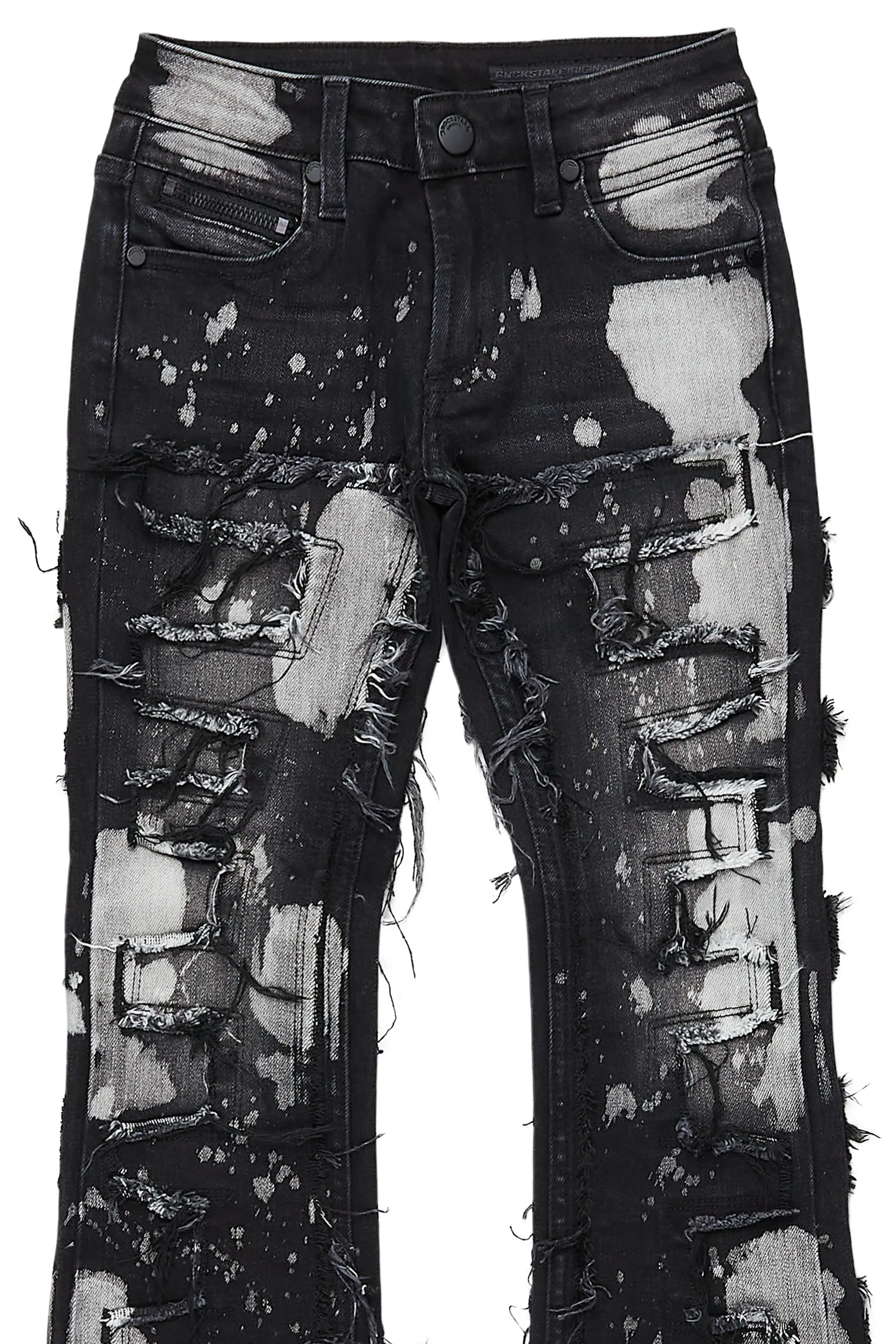 Boys Laban Black Bleach Stacked Flare Jean