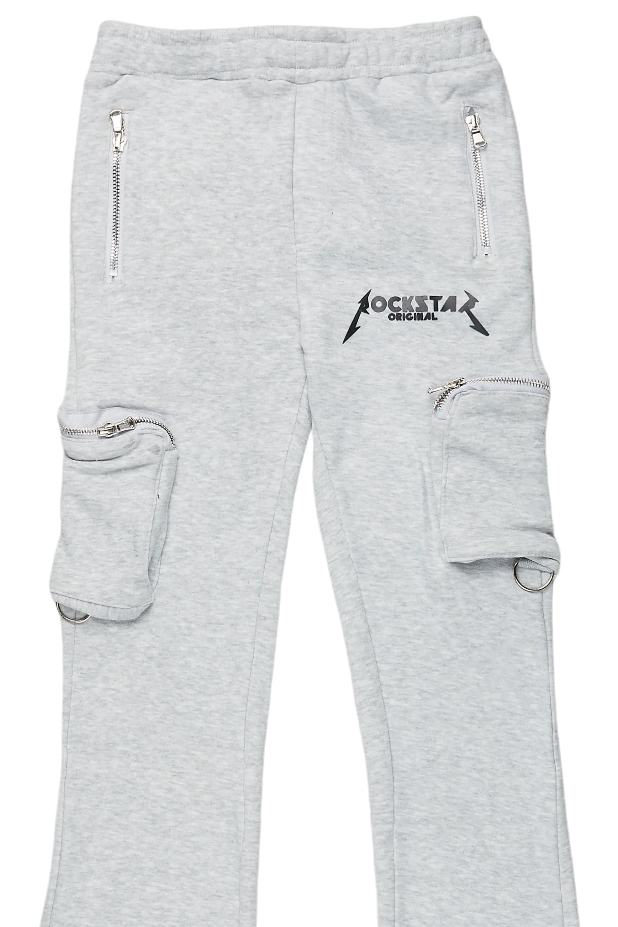 Boys Colin Heather Grey Stacked Flare Track Pants