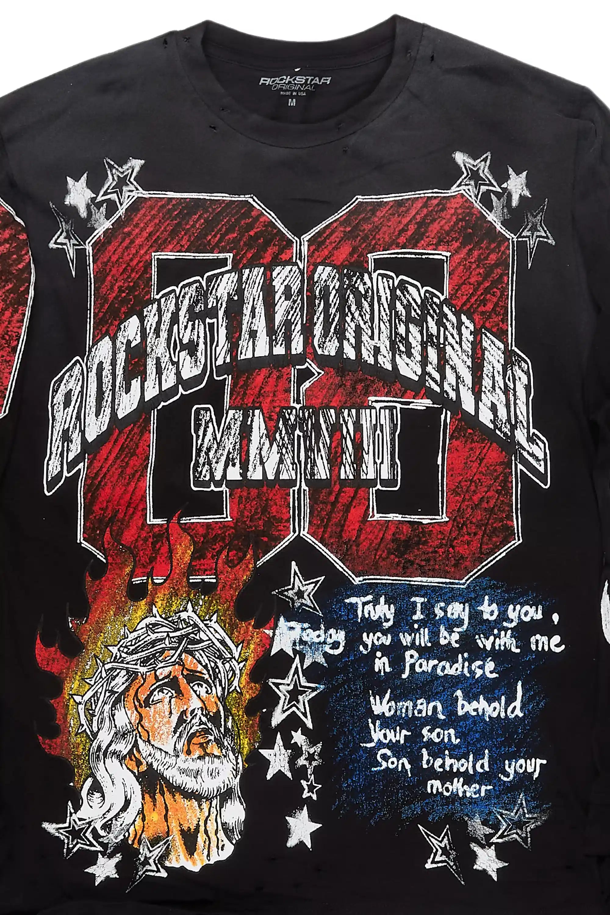 Jesus Crayon Black Long Sleeve Graphic T-Shirt