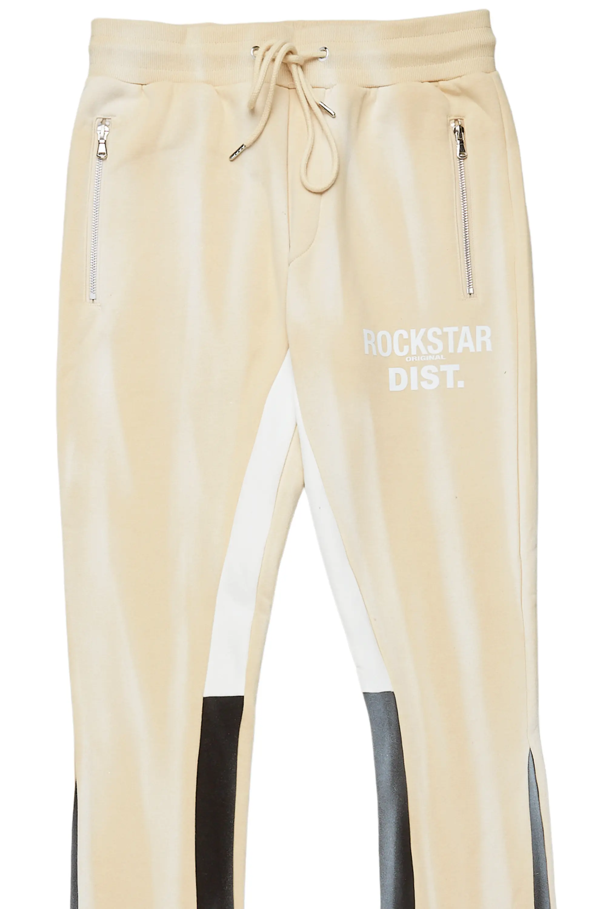 Firoz Beige Graphic Stacked Flare Pant