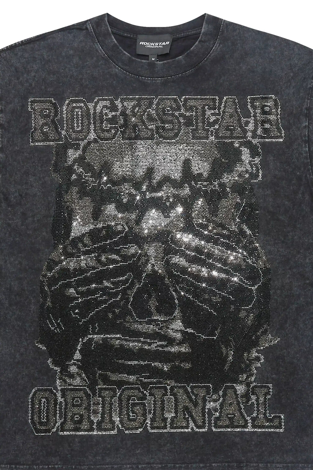 Move In Silence Black/Grey Graphic Rhinestone T-Shirt