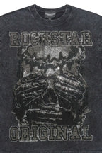 Move In Silence Black/Grey Graphic Rhinestone T-Shirt