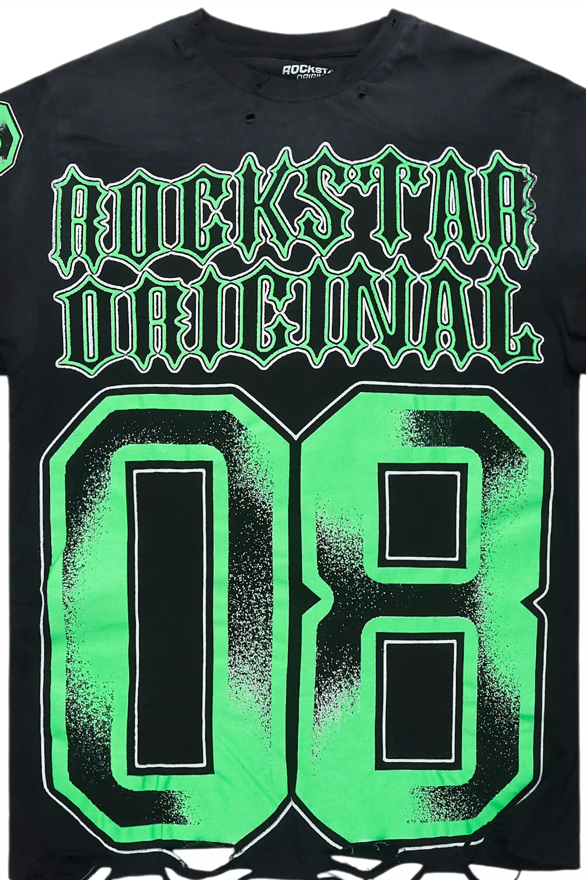 Alim Black/Green Oversized Graphic T-Shirt