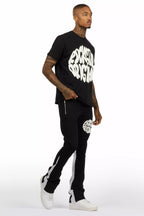 Thierry Black T-Shirt/Stacked Flare Track Set