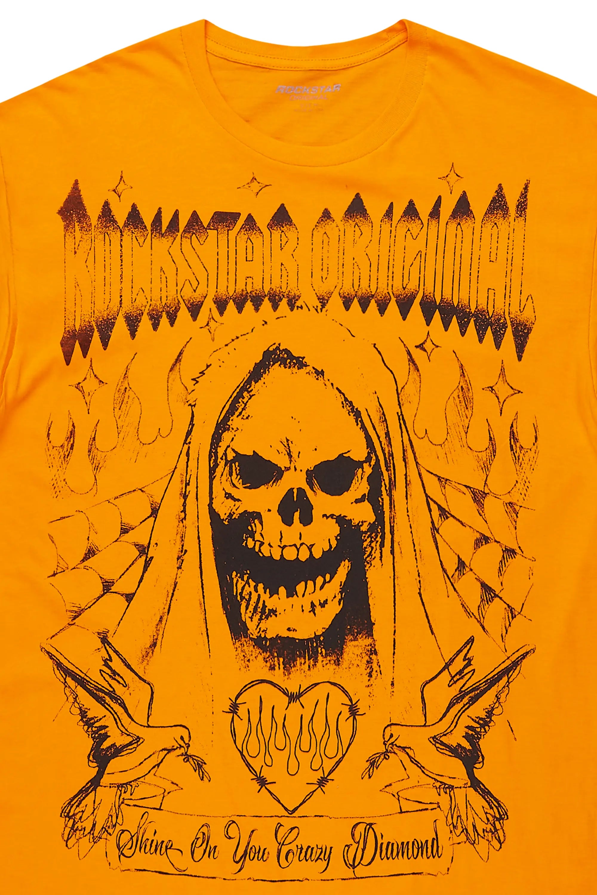 Pogboom Orange Graphic Oversized T-Shirt