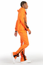 Amos Orange Hoodie/Stacked Flare Track Set