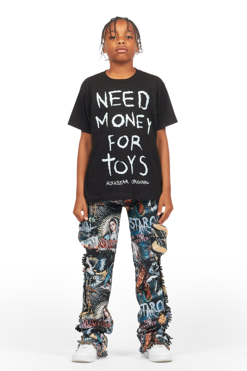 Boys Dalai Multi Stacked Tapestry Flare Jean