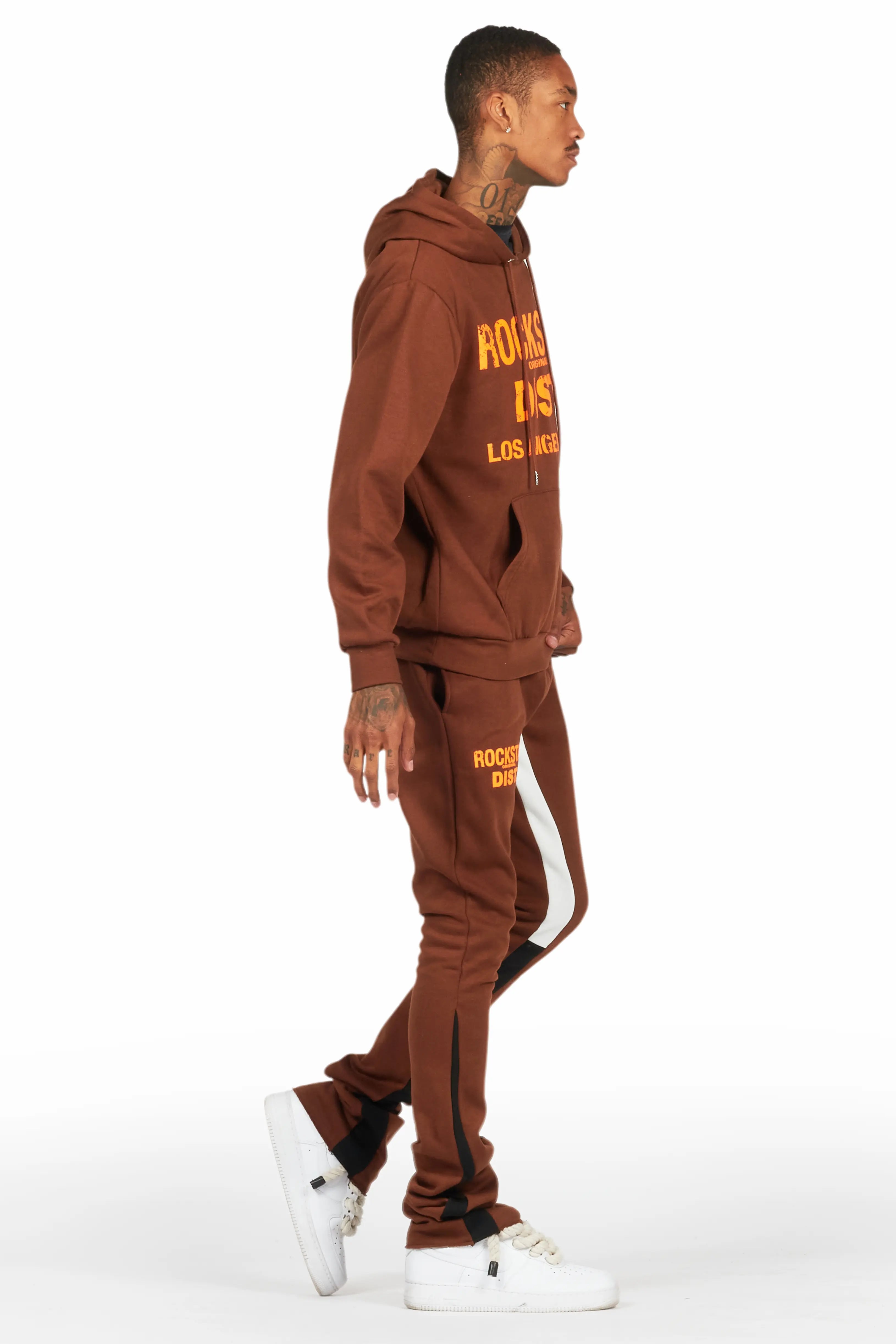 Lake Brown Hoodie/Stacked Flare Track Pant Set