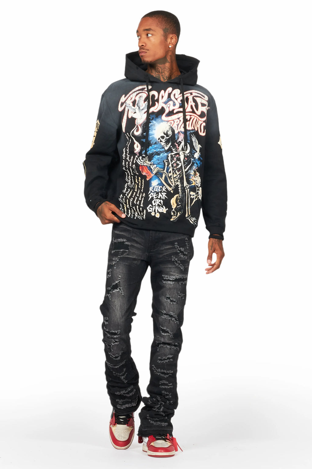 Danby Black Graphic Distressed Hoodie