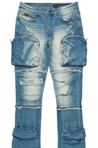 Shift Dirty Blue Stacked Flare Jean