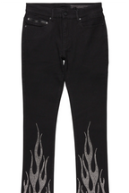 Samba Black Rhinestone Stacked Flare Jean