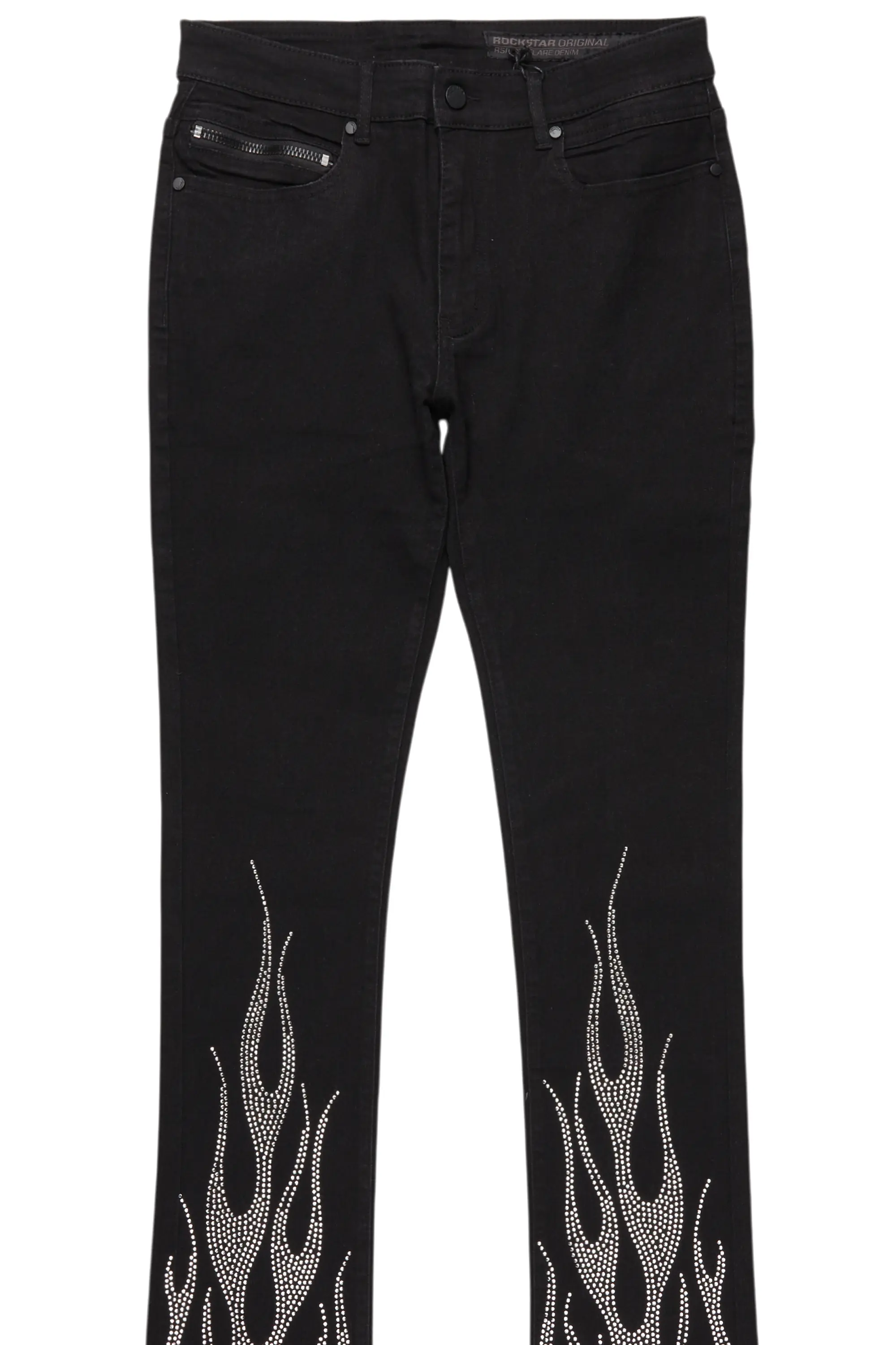 Samba Black Rhinestone Stacked Flare Jean