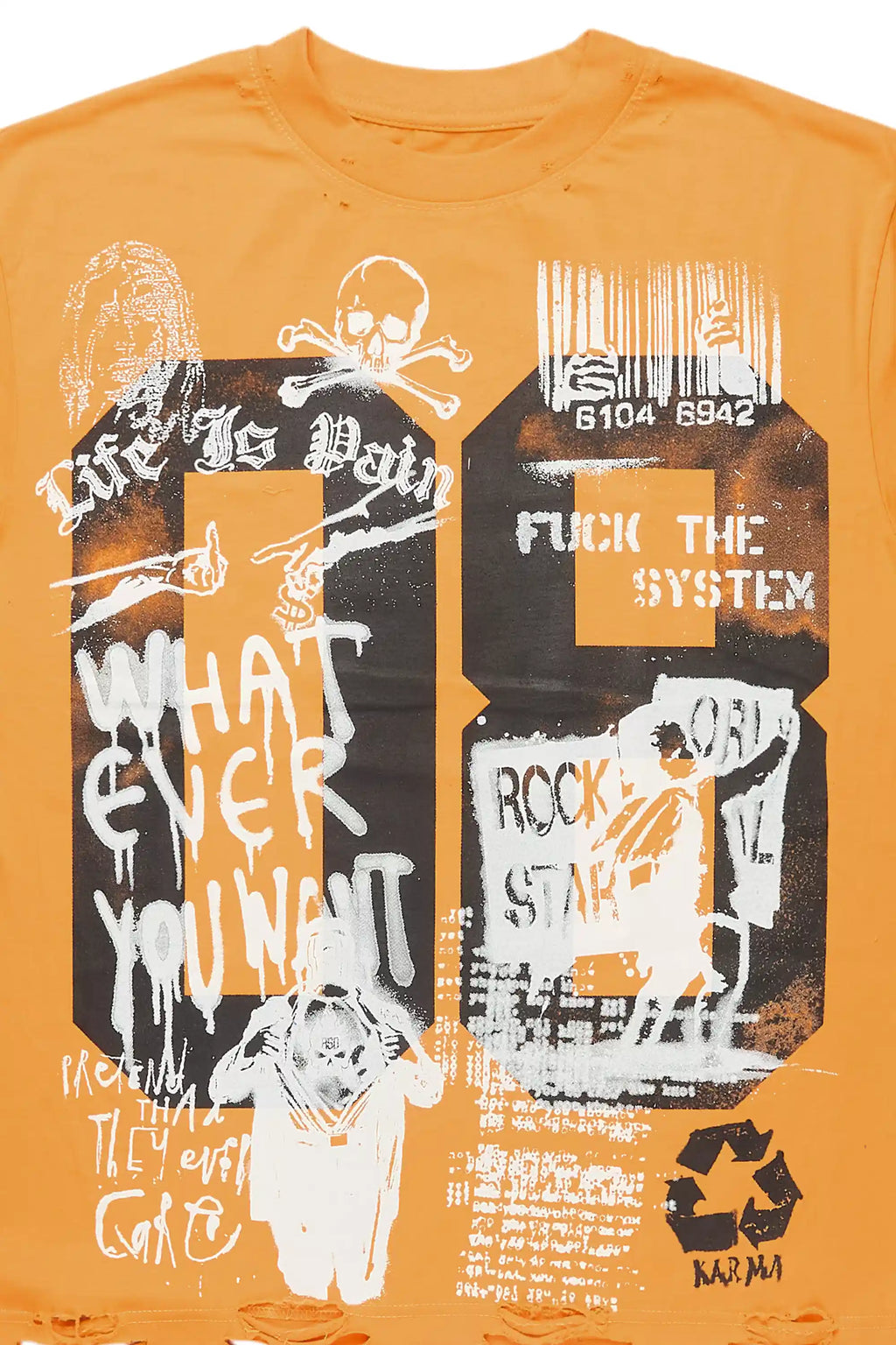 Grill Orange Graphic Oversized T-Shirt