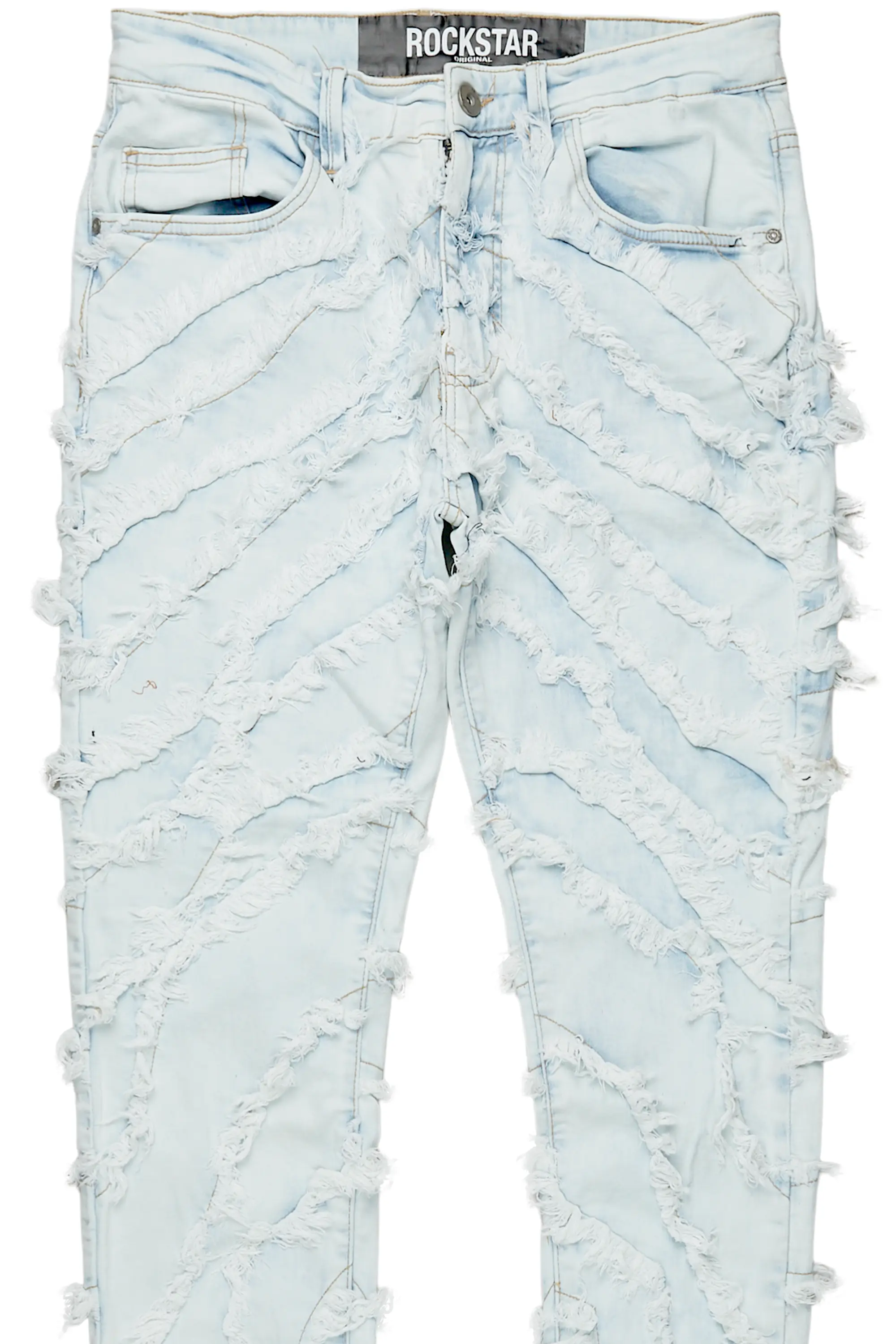 Cadiz Ice Blue Diagonal Patch Skinny Fit Jean