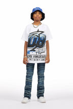 Boys Eli Blue Wash Flare Frayed Jean