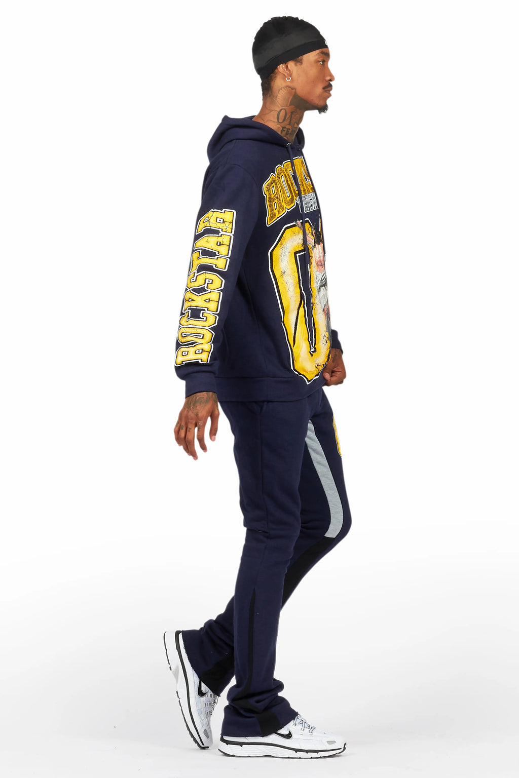 Fields Navy Stacked Flare Hoodie Track Set